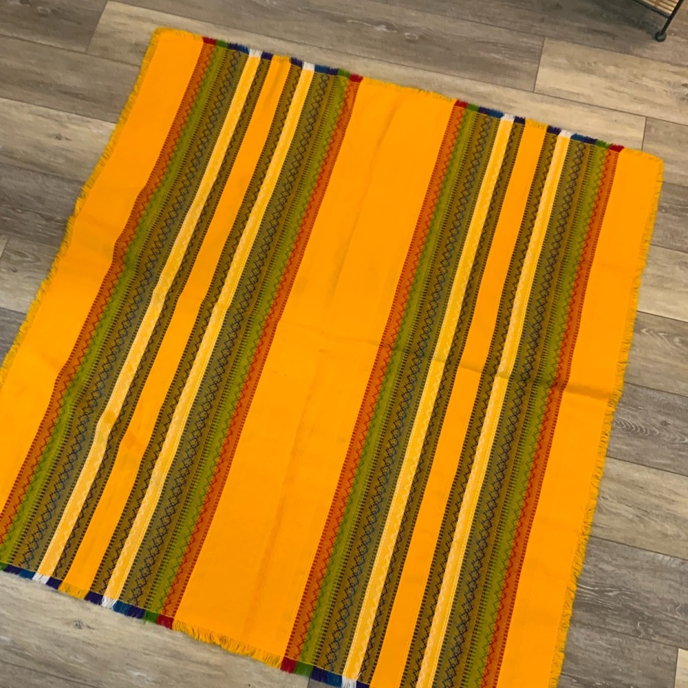 Vibrant Multicolor Striped tablecloth. 45 x 46